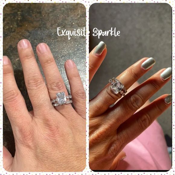 💍Stunning 18k White GP 2 Piece Cz Diamond Bridal Set